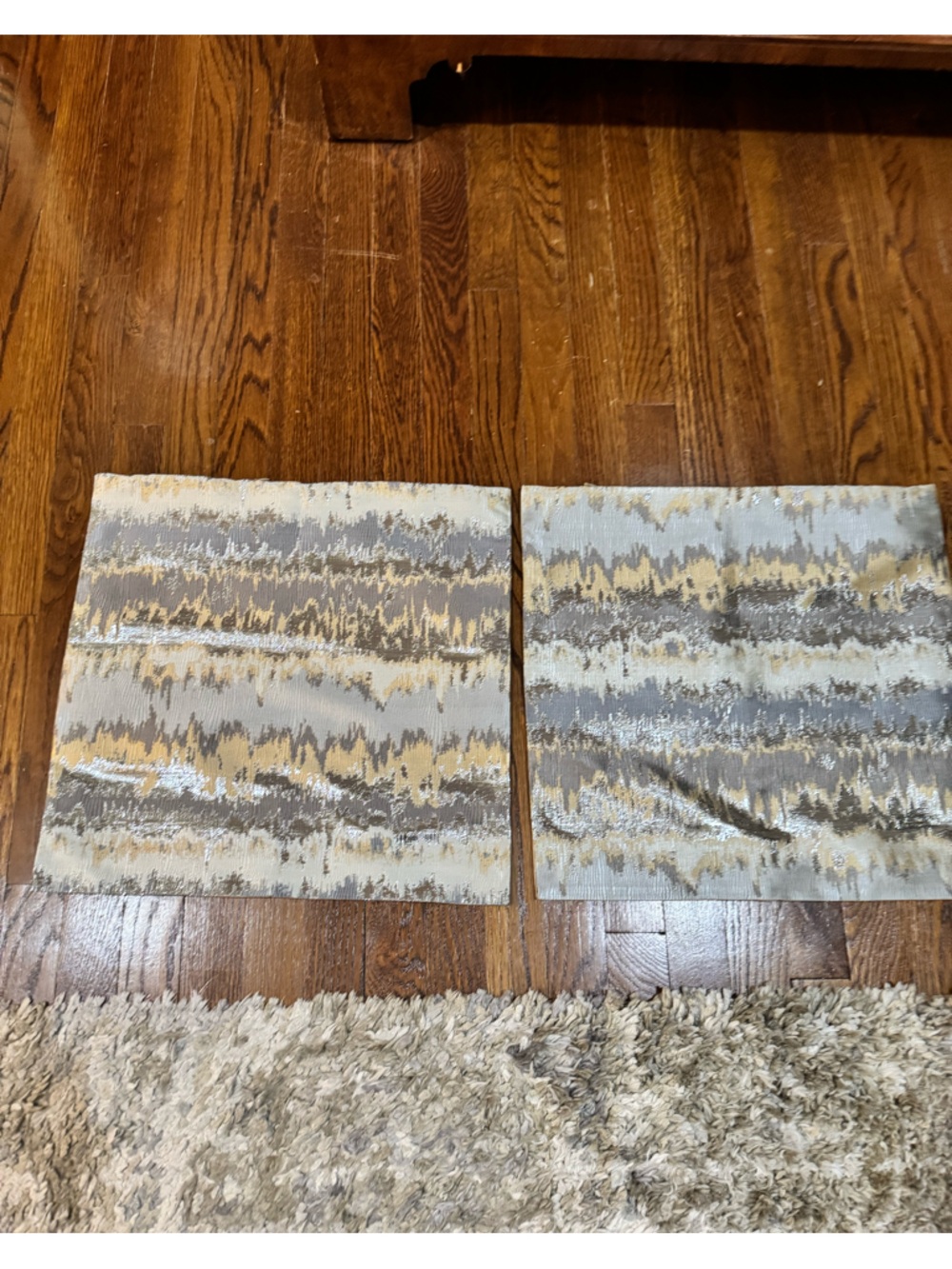 Abstract Metallic Accent Pillow Covers in silver, Gray and Gold. 17.5x17”